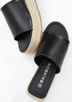 bonprix bonprix Mules de plataforma con aspecto de rafia Negro Sale