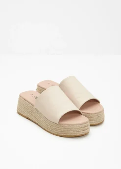bonprix bonprix Mules de plataforma con aspecto de rafia Beige Discount