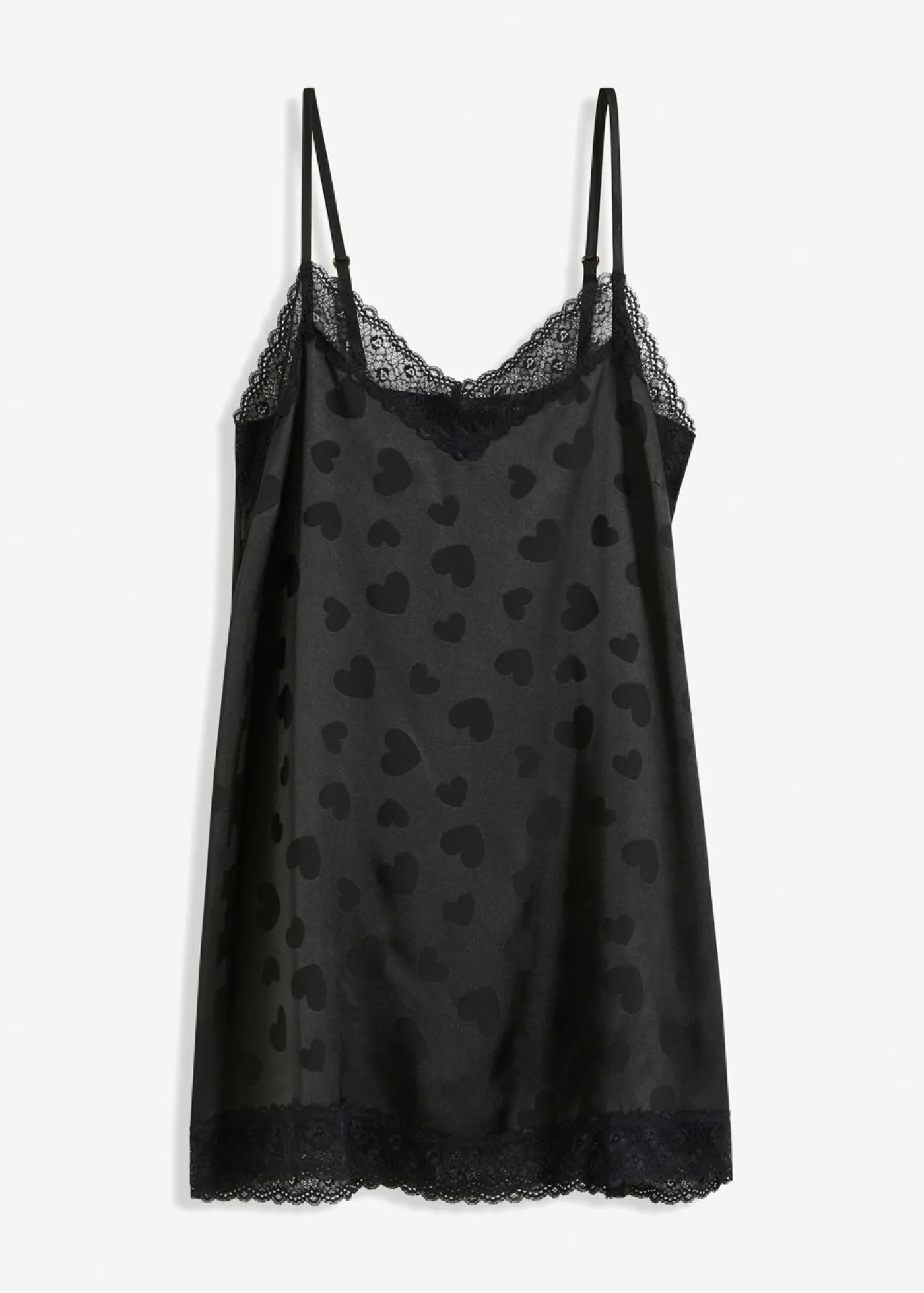 bonprix bonprix Negligé de satén con diseño de corazones Negro New