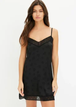 bonprix bonprix Negligé de satén con diseño de corazones Negro New