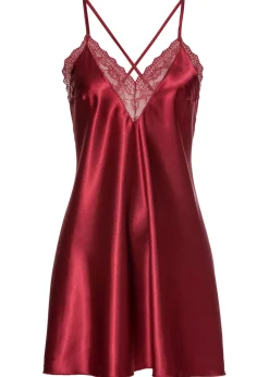 bonprix VENUS Negliglé de satén Rojo oscuro Hot