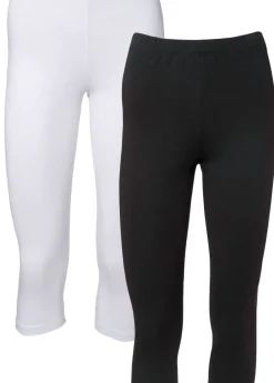 bonprix bonprix Pack de 2 leggings cropped Blanco-negro Best