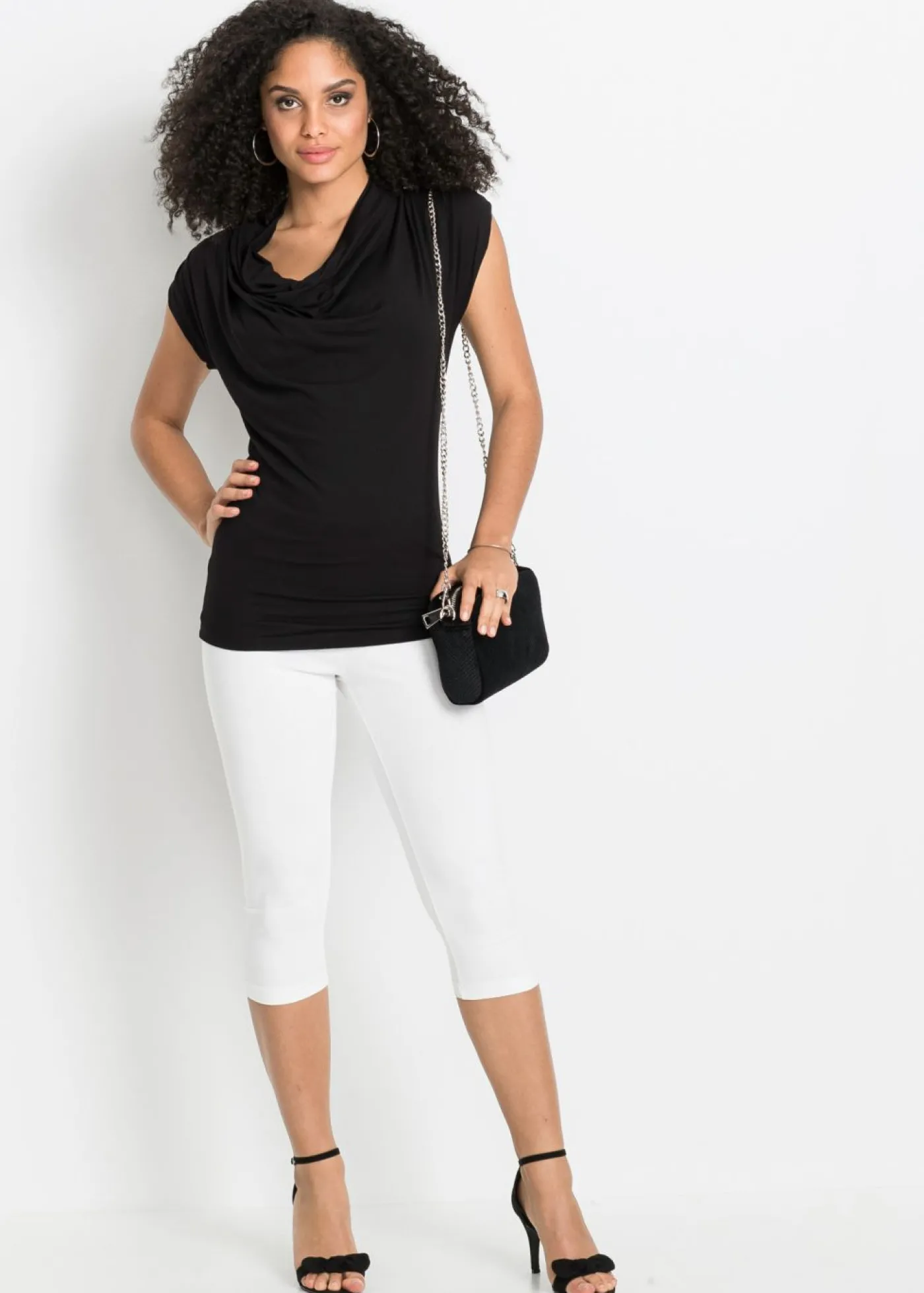 bonprix bonprix Pack de 2 leggings cropped Blanco-negro Best