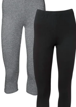bonprix bonprix Pack de 2 leggings cropped Gris-negro Best