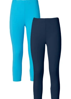 bonprix bonprix Pack de 2 leggings cropped azul marino-turquesa