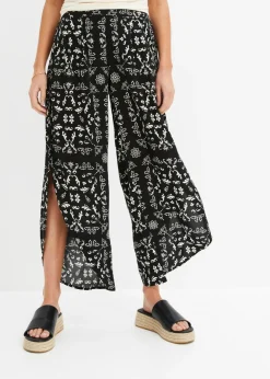 bonprix bonprix Pantalón Negro-blanco lana
