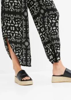 bonprix bonprix Pantalón Negro-blanco lana