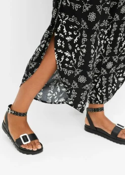 bonprix bonprix Pantalón Negro-blanco lana