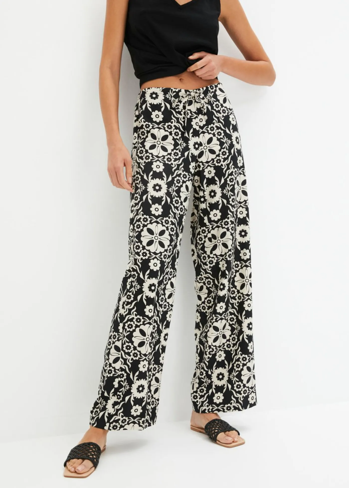 bonprix bonprix Pantalón Negro-gris guijarro Clearance