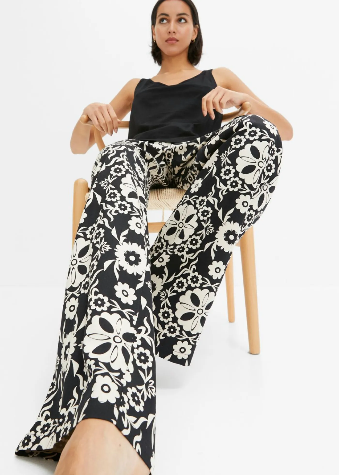 bonprix bonprix Pantalón Negro-gris guijarro Clearance