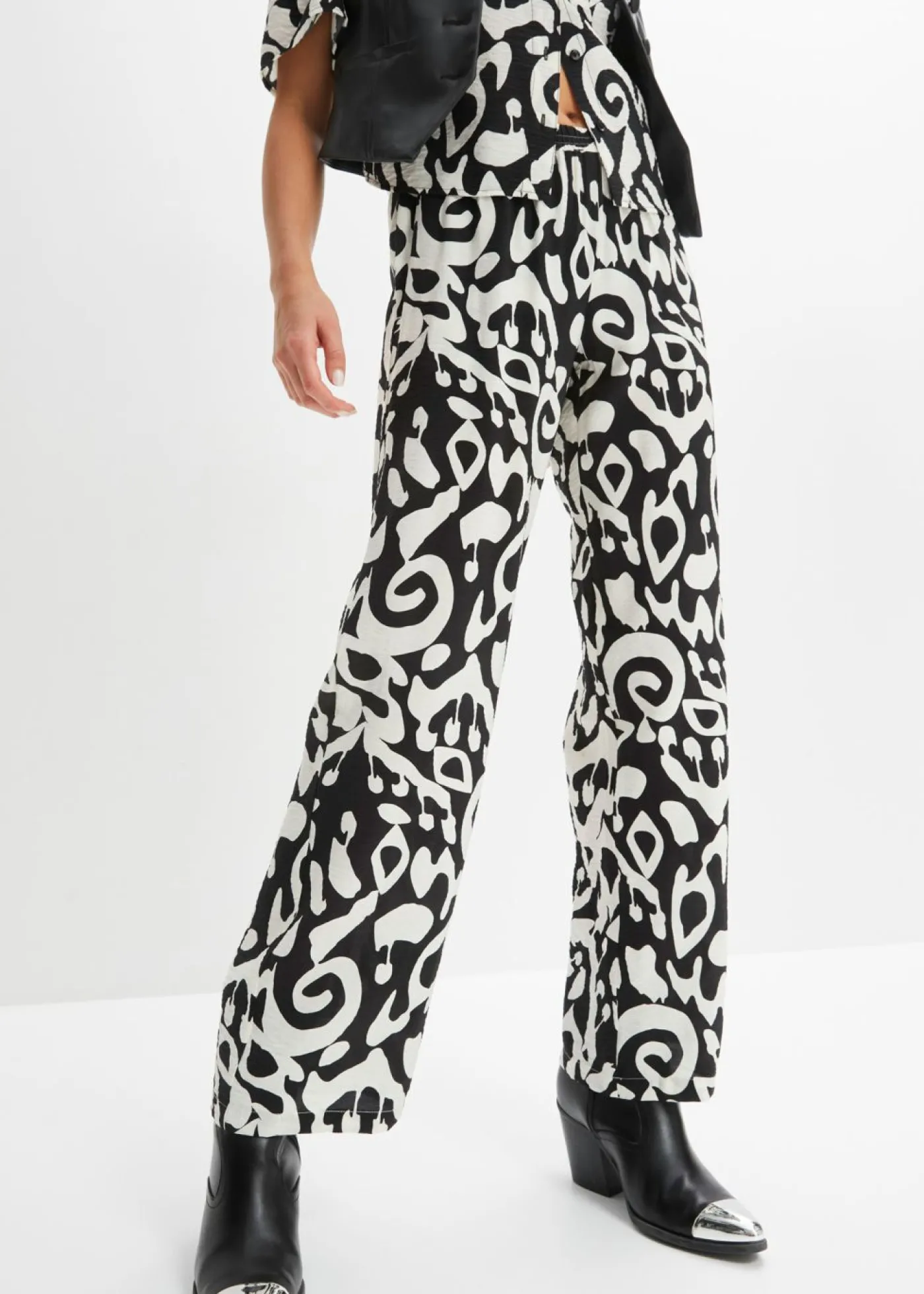 bonprix bonprix Pantalón Negro-blanco lana Clearance