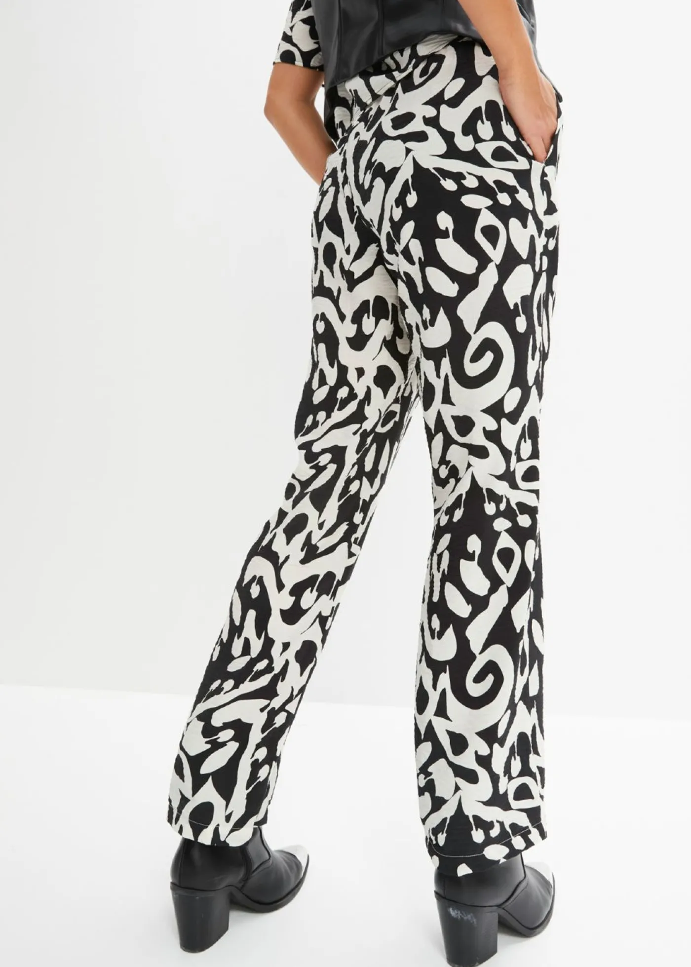 bonprix bonprix Pantalón Negro-blanco lana Clearance