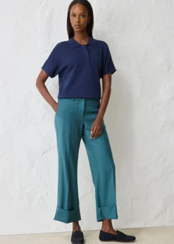 bonprix bonprix Pantalón acampanado con contenido de lana verde pimiento Sale