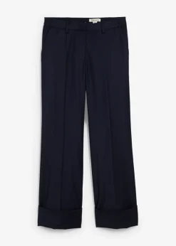 bonprix bonprix Pantalón acampanado con contenido de lana Azul marino New