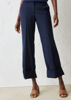 bonprix bonprix Pantalón acampanado con contenido de lana Azul marino New
