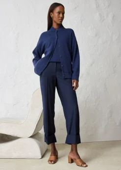 bonprix bonprix Pantalón acampanado con contenido de lana Azul marino New