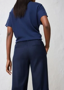 bonprix bonprix Pantalón acampanado con contenido de lana Azul marino New