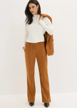 bonprix bonprix Pantalón acampanado de ante sintético Coñac-dorado Sale