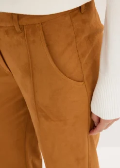 bonprix bonprix Pantalón acampanado de ante sintético Coñac-dorado Sale