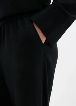 bonprix bonprix Pantalón acampanado de mezcla de lino ligero Negro Hot