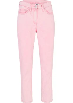 bonprix bonprix Pantalón acortado de sarga con aspecto desgastado Rosa brillante Sale