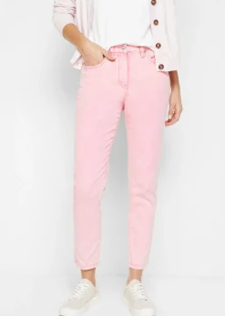 bonprix bonprix Pantalón acortado de sarga con aspecto desgastado Rosa brillante Sale