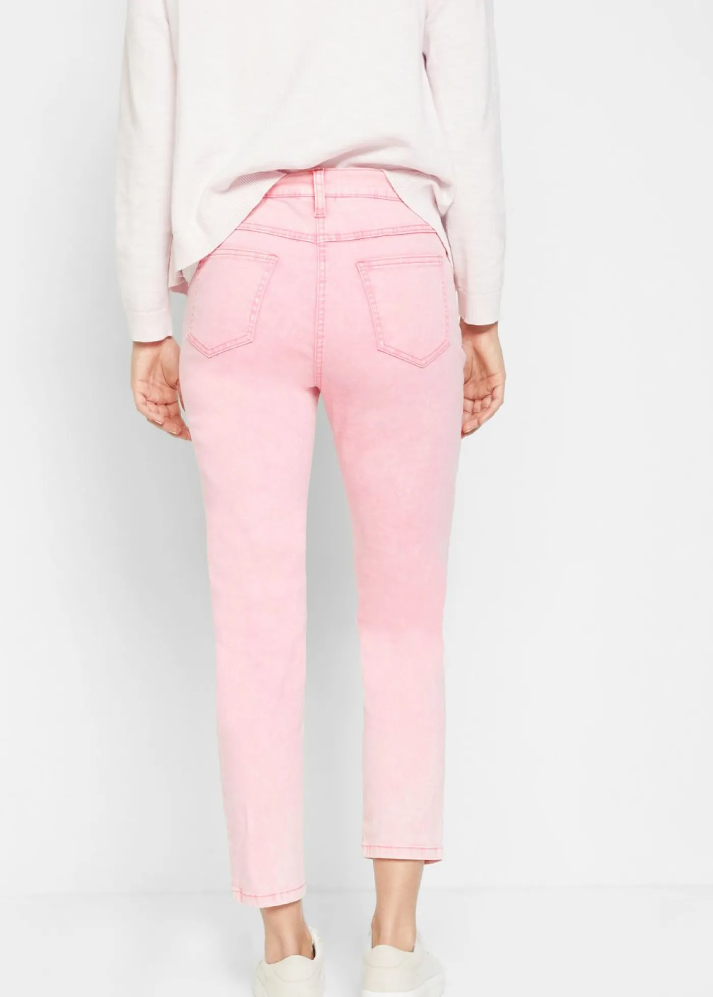 bonprix bonprix Pantalón acortado de sarga con aspecto desgastado Rosa brillante Sale