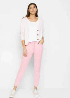 bonprix bonprix Pantalón acortado de sarga con aspecto desgastado Rosa brillante Sale