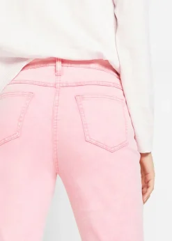 bonprix bonprix Pantalón acortado de sarga con aspecto desgastado Rosa brillante Sale
