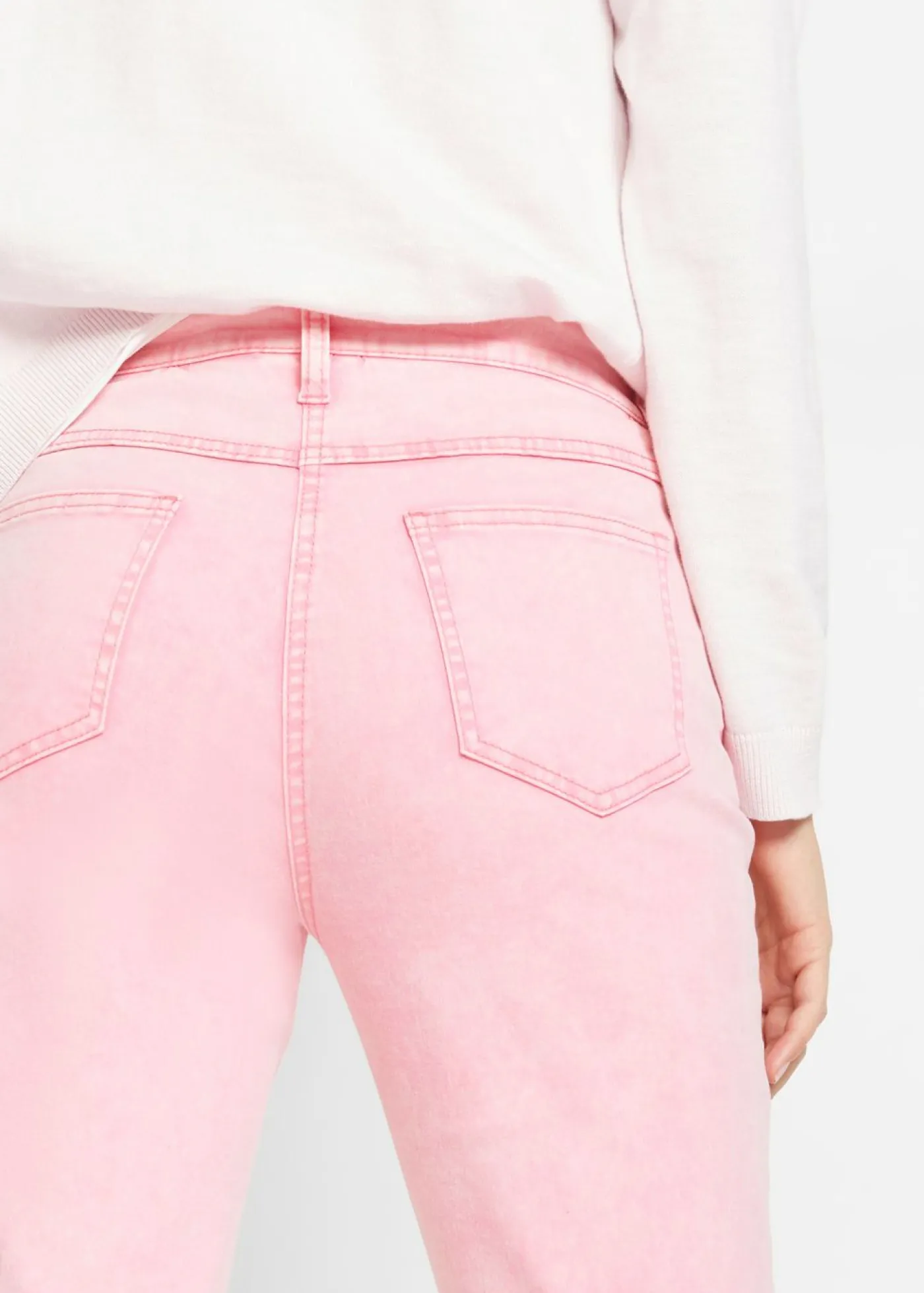 bonprix bonprix Pantalón acortado de sarga con aspecto desgastado Rosa brillante Sale