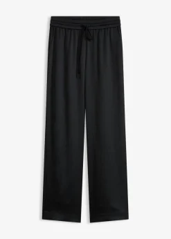 bonprix bonprix Pantalón ancho con cinturilla cómoda Negro Sale