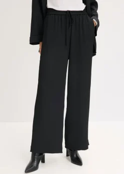 bonprix bonprix Pantalón ancho con cinturilla cómoda Negro Sale