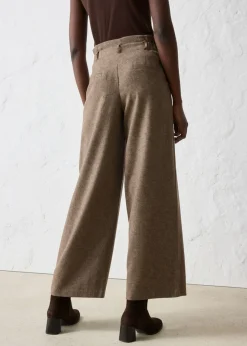 bonprix bonprix Pantalón ancho con lana marrón oscuro moteado Hot
