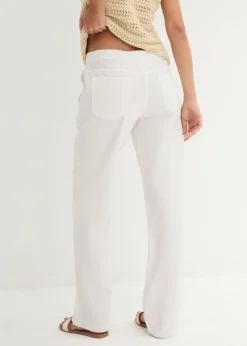 bonprix bonprix Pantalón ancho con lino Blanco Best