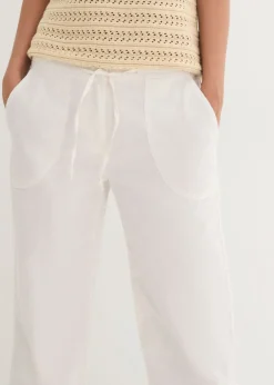 bonprix bonprix Pantalón ancho con lino Blanco Best