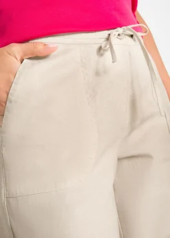 bonprix bonprix Pantalón ancho con lino gris guijarro Sale