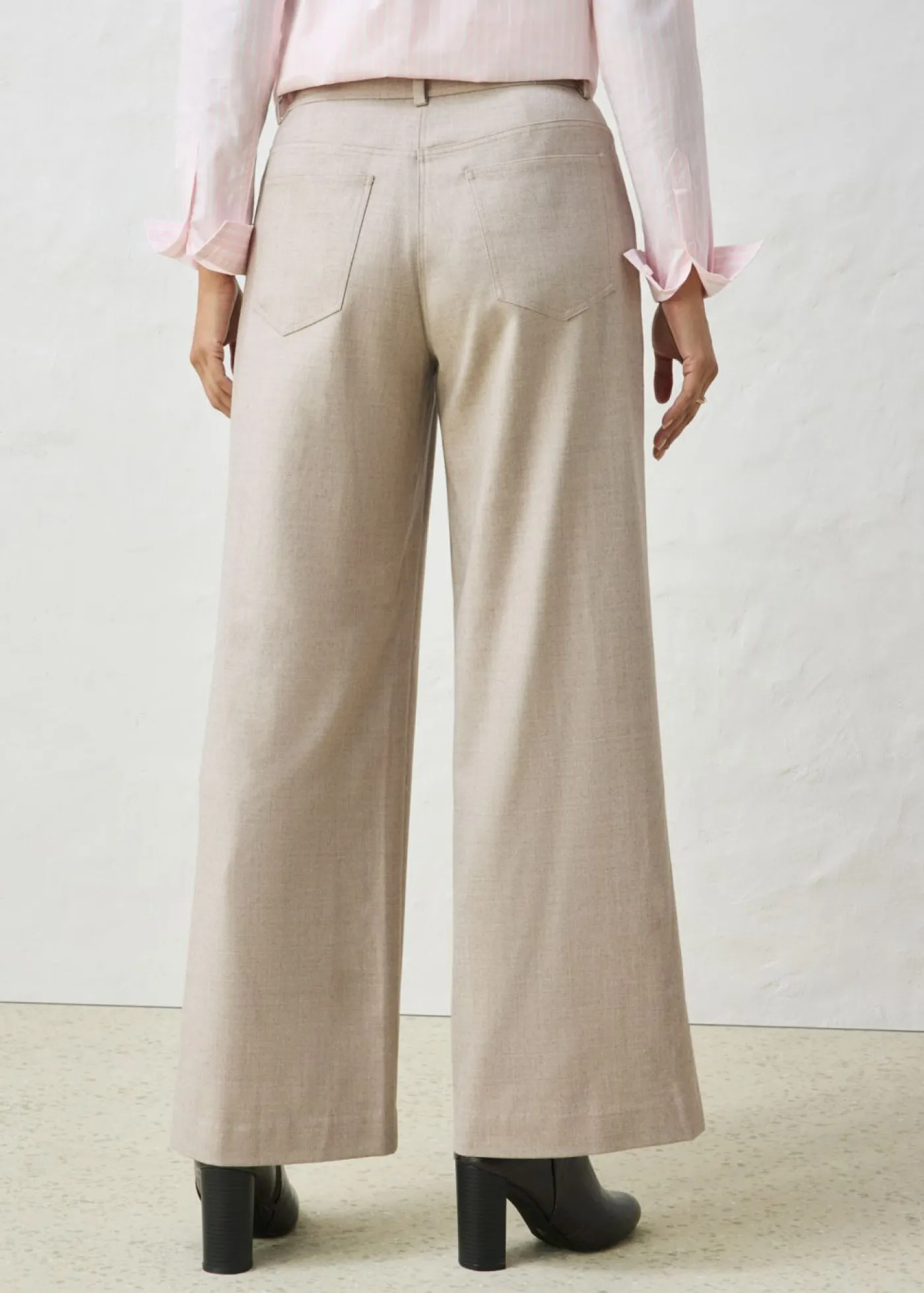 bonprix bonprix Pantalón ancho de 5 bolsillos con lana arena claro moteado Online