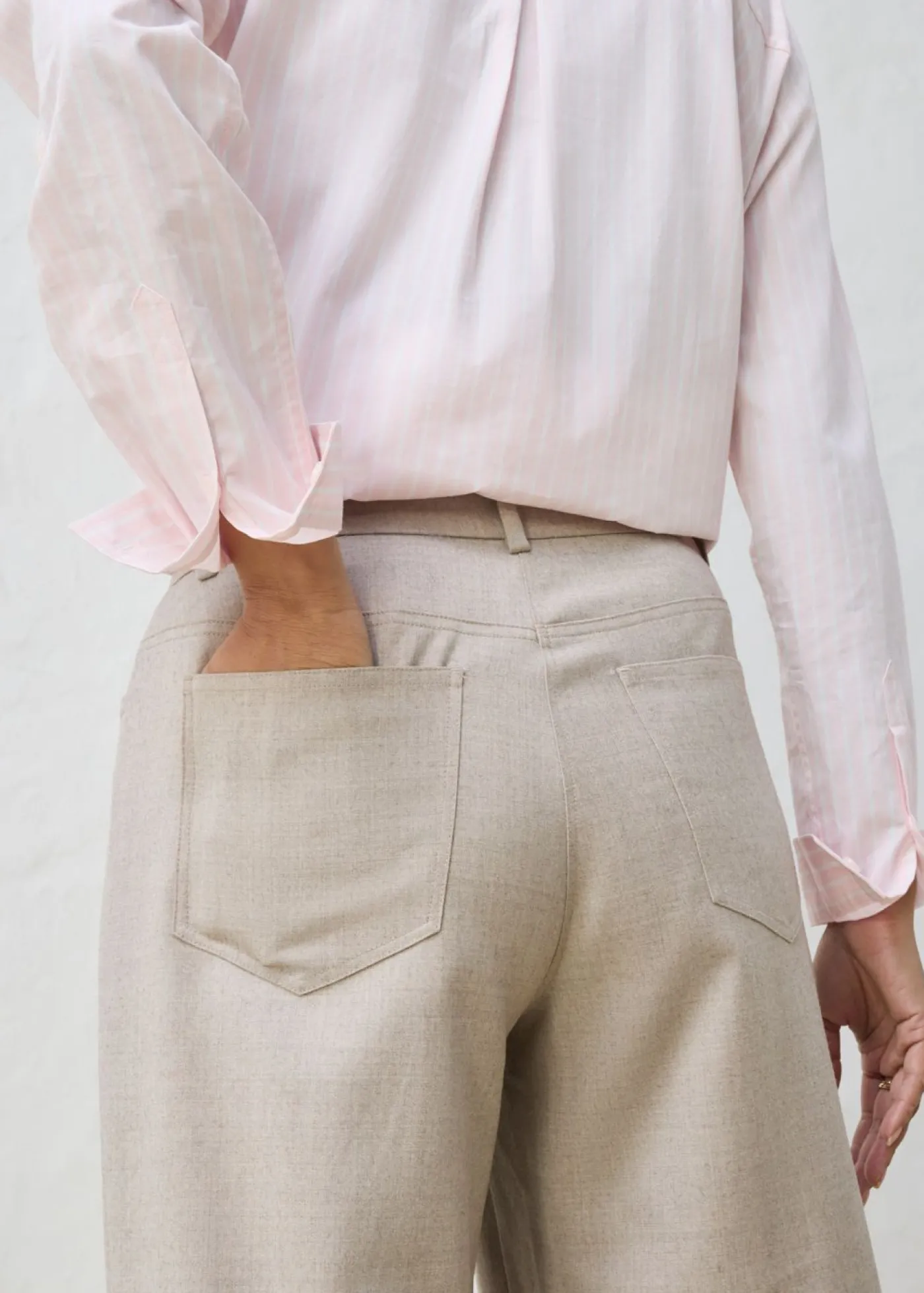 bonprix bonprix Pantalón ancho de 5 bolsillos con lana arena claro moteado Online