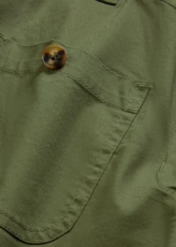 bonprix bonprix Pantalón ancho de cinturilla cómoda y talle alto Verde oliva New