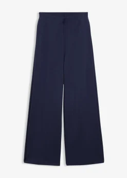 bonprix bonprix Pantalón ancho de mezcla de modal con pliegue lateral Azul marino Discount