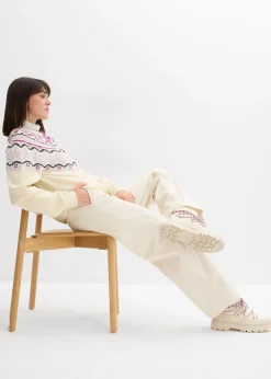 bonprix bonprix Pantalón ancho de pana blanco perla Hot
