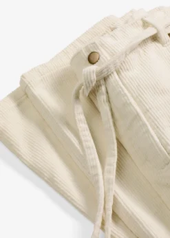 bonprix bonprix Pantalón ancho de pana con cinturón blanco perla New