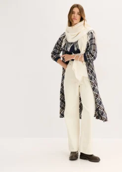 bonprix bonprix Pantalón ancho de pana con cinturón blanco perla New