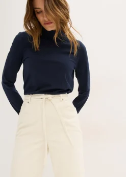 bonprix bonprix Pantalón ancho de pana con cinturón blanco perla New