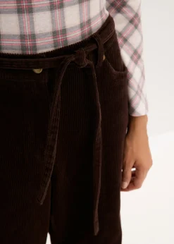 bonprix bonprix Pantalón ancho de pana con cinturón Marrón oscuro Best