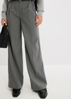 bonprix bonprix Pantalón ancho de pliegues Gris jaspeado