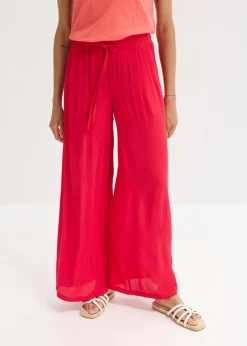 bonprix bonprix Pantalón ancho de viscosa fina rojo intenso Discount