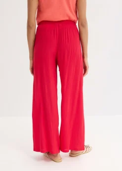 bonprix bonprix Pantalón ancho de viscosa fina rojo intenso Discount