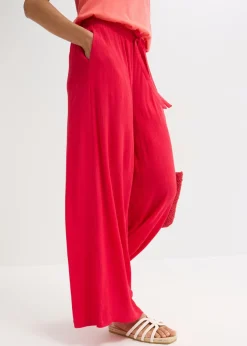 bonprix bonprix Pantalón ancho de viscosa fina rojo intenso Discount