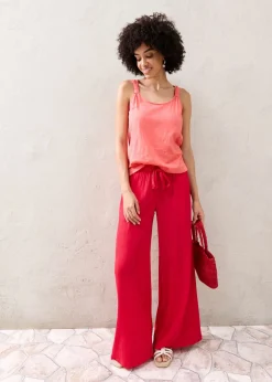 bonprix bonprix Pantalón ancho de viscosa fina rojo intenso Discount